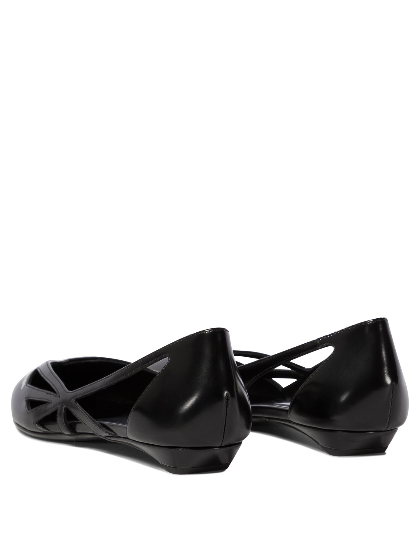 PRADA Black   Brushed leather cut-out ballerinas